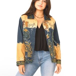SPIRIT BY SANDY STARKMAN Blue Art To Wear Embroidered Golden Elephant Jacket
SZL